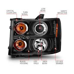 Anzo USA - Anzo USA Projector Headlight Set w/CCFL Halo Black GMC Sierra 111125 - Image 4