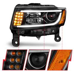 Anzo USA - Anzo USA Plank Style Projector Headlights Black for Grand Cherokee 111329 - Image 3