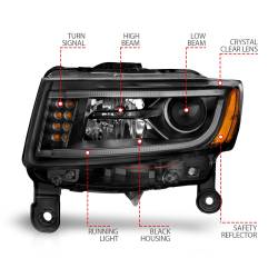 Anzo USA - Anzo USA Plank Style Projector Headlights Black for Grand Cherokee 111329 - Image 4