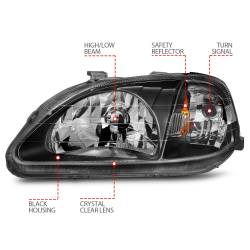 Anzo USA - Anzo USA Black Crystal Headlight Set Honda Civic 121070 - Image 4