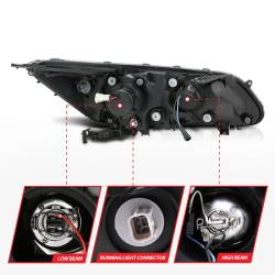 Anzo USA - Anzo USA 121492 Black Projector Headlight w/U-Bar Halo for 13-15 Honda Accord - Image 5