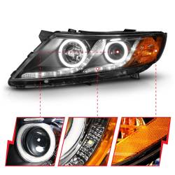 Anzo USA - Anzo USA 121460 Projector Headlight Set w/CCFL Halo Black for 11-15 Kia Optima - Image 3
