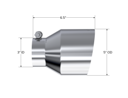 MBRP Exhaust - MBRP Exhaust T5184 T304 SS 3" Inlet Single Wall Angle Cut 5" Outlet Tip - Image 2