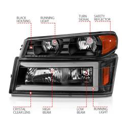 Anzo USA - Anzo USA 111558 Crystal Plank Headlights for 04-12 Chevy Colorado/GMC Canyon - Image 4