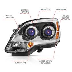 Anzo USA - Anzo USA 111476 Crystal Headlight Set for 07-12 GMC Acadia - Image 4