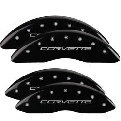 MGP Caliper Covers - MGP Caliper Covers 13083SCV6BK Front/Rear Gloss Black Engraved C6/Corvette - Image 1