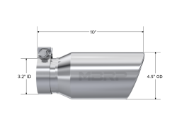 MBRP Exhaust - MBRP T5196 T304 3.2" In Single Wall Angle Cut 4.5" Out Tip for 15+ F150/Tundra - Image 2