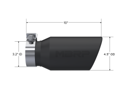 MBRP Exhaust - MBRP T5196BLK Blk T304 3.2" In Single Angle Cut 4.5" Out Tip for 15+ F150/Tundra - Image 2