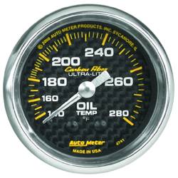 AutoMeter - AutoMeter 4741 Carbon Fiber Mechanical Oil Temperature 140-280-DEG F/6' 2-1/16" - Image 1