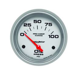 AutoMeter - AutoMeter 200759-33 Air-Core Marine Electric Oil Pressure Silver 100Psi 2-5/8" - Image 1