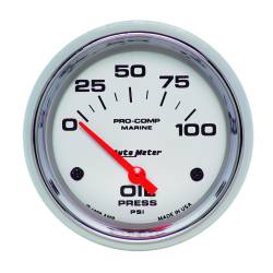 AutoMeter - AutoMeter 200759-35 Air-Core Marine Electric Oil Pressure Chrome 0-100Psi 2-5/8" - Image 1