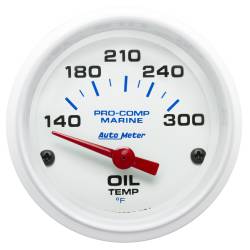 AutoMeter - AutoMeter 200764 Marine Electric Oil Temperature Gauge 2-1/16" 140-340F White - Image 1