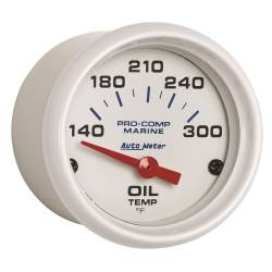 AutoMeter - AutoMeter 200764 Marine Electric Oil Temperature Gauge 2-1/16" 140-340F White - Image 2