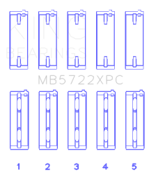 King Engine Bearings - King Bearings MB5722XPCSTDX Main Bearing Set for Mitsubishi 4B11T EVO x 2007-> - Image 2