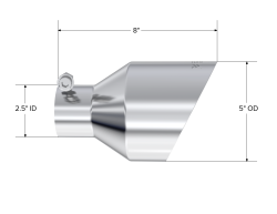 MBRP Exhaust - MBRP Exhaust T5203 T304 SS 2.5" Inlet Dual Wall Angle Cut 5" Outlet Tip - Image 2
